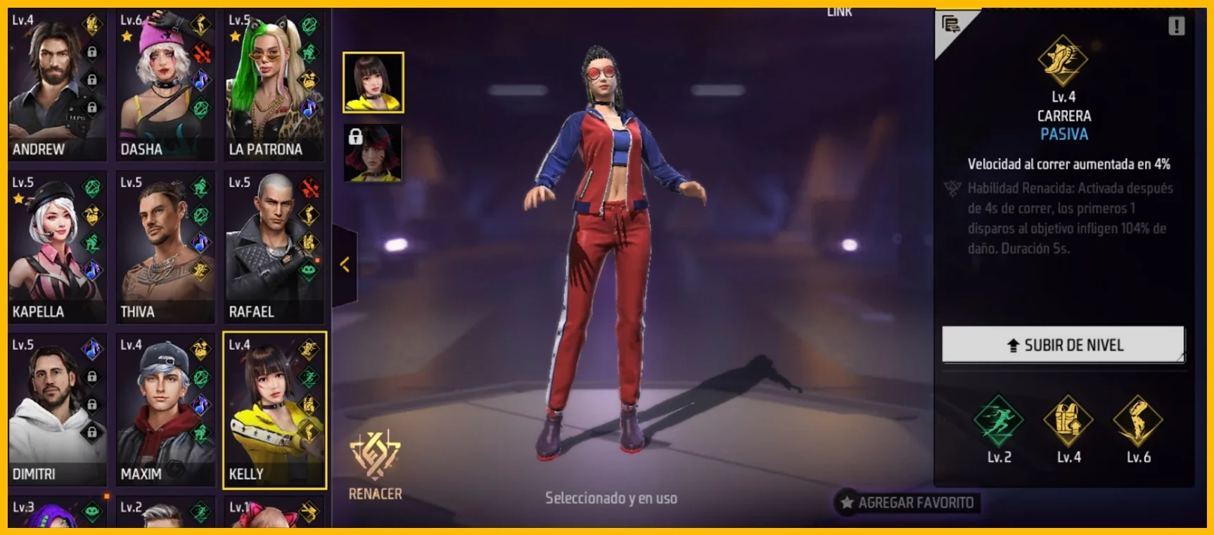 Acceder al menú de personajes desde la pantalla principal del juego