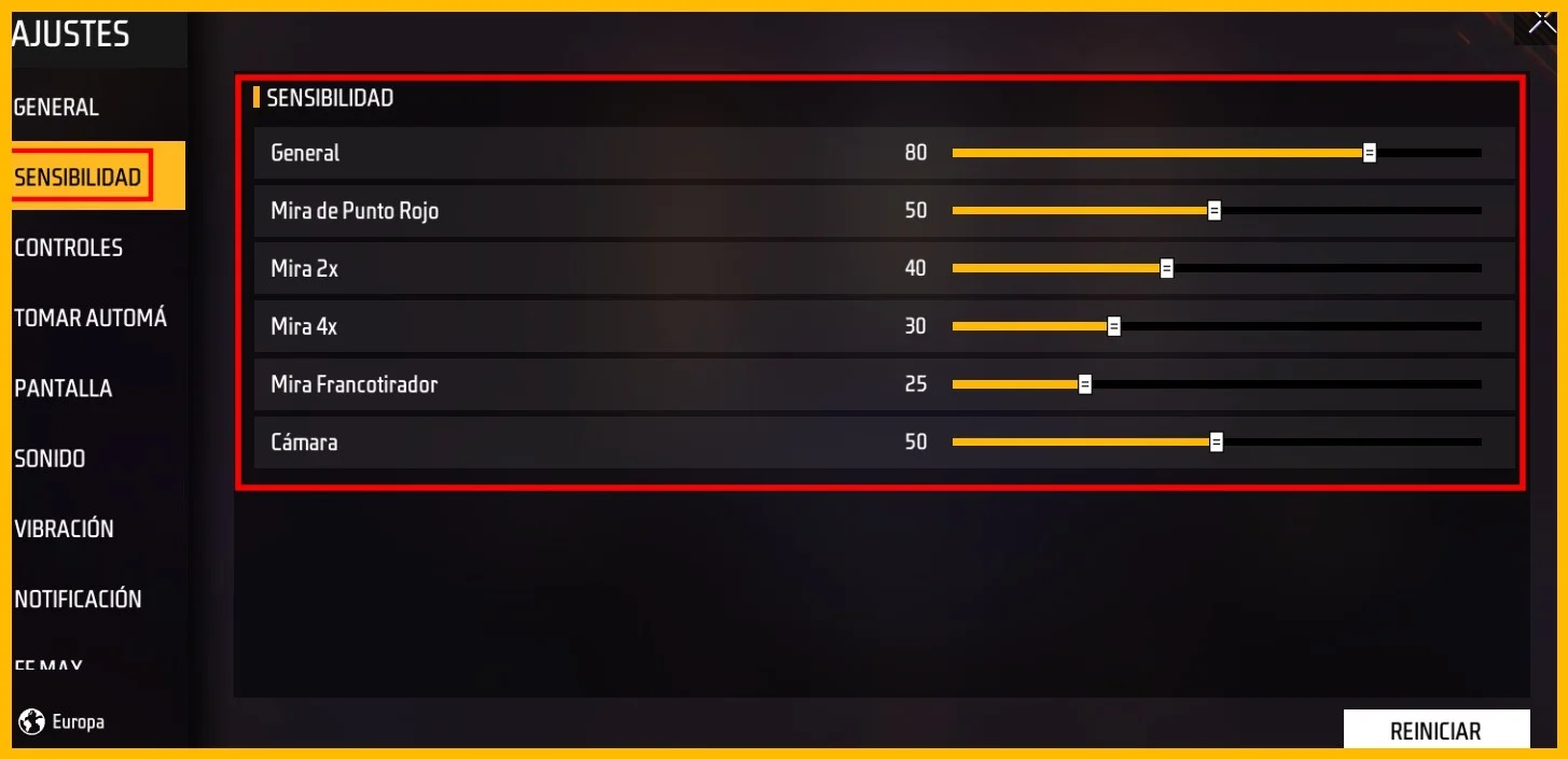 Cómo mejorar tu sensibilidad en Free Fire